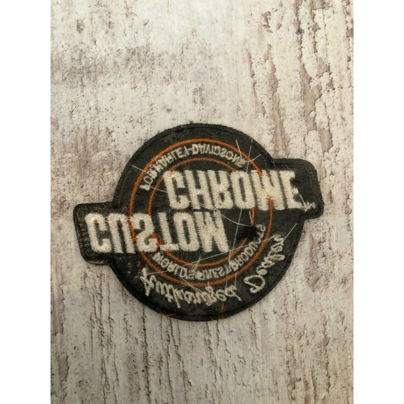 Harley Davidson Sew On Patch Custom Chrome Orange Black and White Embroidered - Picture 3 of 3